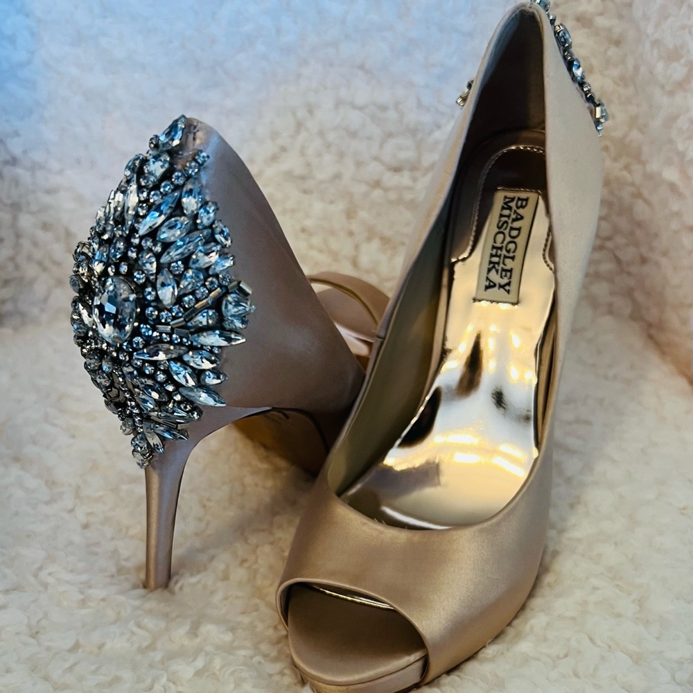 Badgley Mischka Women's Embellished Peep-Toe Heels - Gold